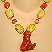 DKC ~ Coral Twig Necklace w/ Yellow Turquoise Nuggets